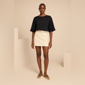 Le Lis Blanc 100% Silk Black Top | Size Large